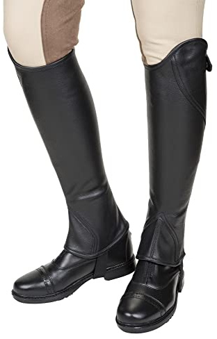 TuffRider Ladies Belmont Leather Half Chaps- Black- S