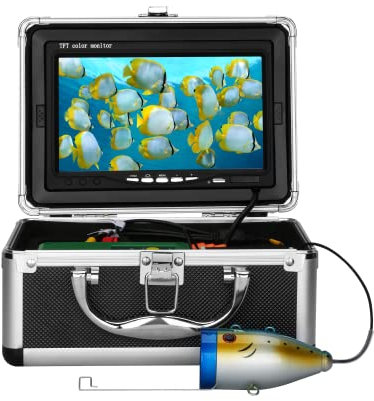 Unterwasser-Angelkamera mit 7 Zoll, Fischfinder wasserdichte Fischerei Unterwasserkamera 15M, Weißes/Infrarot LED Licht Fischdetektor für EIS See Boot Angeln