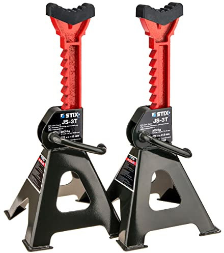 Stix Automotive Equipment Unterstellböcke 3T 3000KG JS-3T mit Gummischutz Stützböcke (2 Stück x 3 Tonnen mit Gummi)