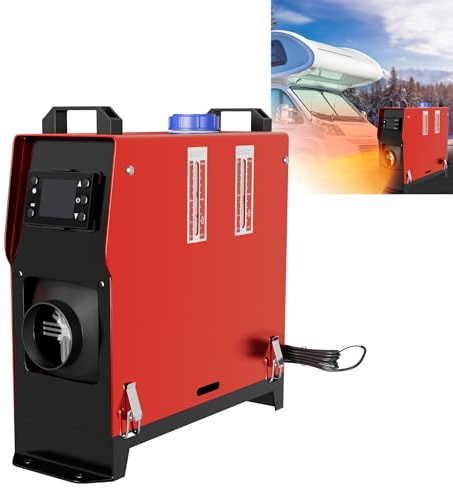 XMTECH 12V 8KW Diesel Standheizung Luftheizung, Luft Dieselheizung, Air Heater Heizung mit Fernbedienung LCD Monitor & Schalldämpfer, für Auto, RV, Boote & Wohnmobil, Rot + Fernbedienung