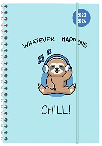Collegetimer Chill! 2023/2024 - Schüler-Kalender A5 (15x21 cm) - Faultier - Ringbindung - Weekly - 224 Seiten - Terminplaner - Alpha Edition (Collegetimer A5 Ringbuch)