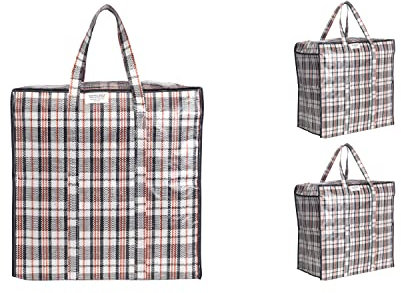Josephine Osthoff Unisex Schwerlast wasserdichte Aufbewahrungstaschen, Langlebig & Vielseitig, Mit Reißverschluss für Umzug & Einkaufen, 75L Kapazität, Bis zu 20 kg Belastung, Schwarz, Packung mit 3