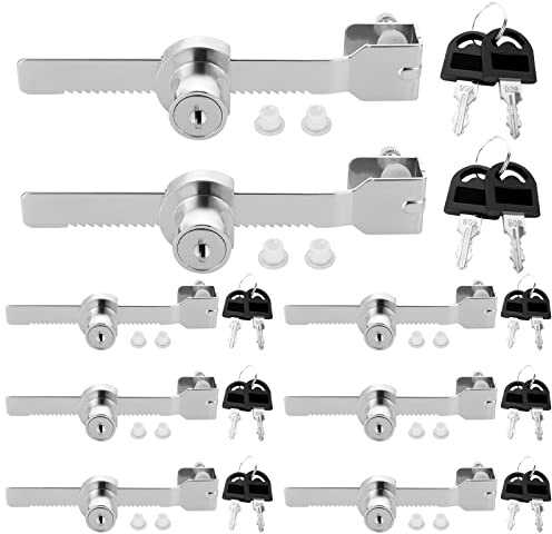 JMIATRY 8-Set Sliding Glass Door Lock with 16 Keys - Ratchet Lock System for Cabinet Display, Drawer, Cupboard, Mail Box, Vivarium