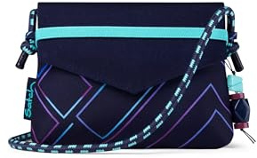 Satch Clutch kleine Umhängetasche Schminktasche mit Kordelzug und Spiegel für Teenager Purple Laser - Dunkelblau