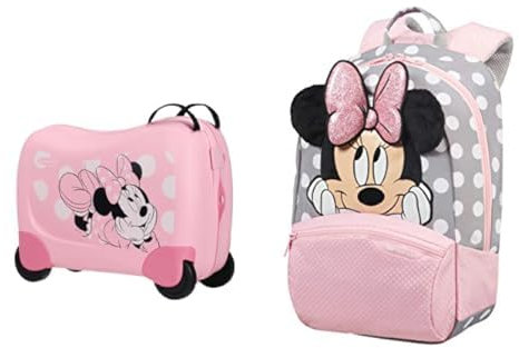 Samsonite Dream Rider Disney - Kindergepäck, 51 cm, 28 L, Rosa (Minnie Glitter) & Disney Ultimate 2.0 - Kinderrucksack S+, 35 cm, 11.5 L, Mehrfarbig (Minnie Glitter)
