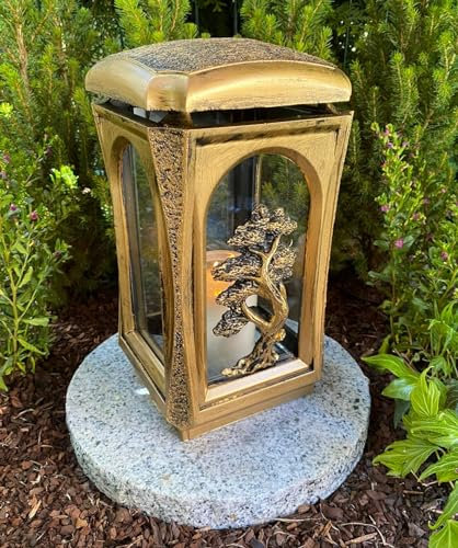 Grablampe Laterne Grablicht mit Baum Motiv 27 cm H. NEU NEU Grablampe Kerze Grabkerze Grabdekoration inkl. Kerze