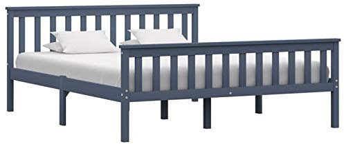 Camerina Massivholzbett Bettgestell Bed Frame Bett Mit Bettkasten Hausbett Bett Massivholz Grau Kiefer 160x200 cm - 283230