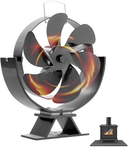 SPORTARC Ventilatore per caminetto ad angolo regolabile, con angolo regolabile, multi-angolo, 6 foglie, da 90 °C a 350 °C