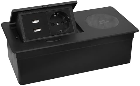 Chengpi Enchufe empotrado con carga inalámbrica, regleta con enchufes retráctiles y USB, ahorro de espacio para cocina, oficina y encimera