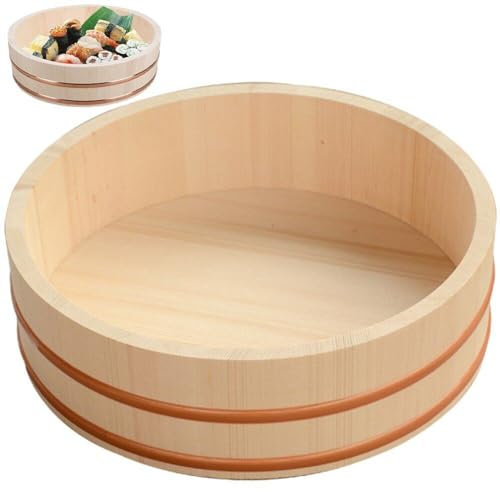 Bemvp Hölzerne Sushi-reisschüssel, Japanischer Sushi-Reis-rührbehälter, Japanischer Sushi-Eimer, Serviereimer, Lebensmitteleimer Für Restaurant, Zuhause, Küche