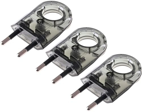 Flachstecker Schuko Stecker 230V 6A, Geraucht, 3 Stücke | Rundes Loch, Eurostecker, Europäische Flachstecker, 2-polig