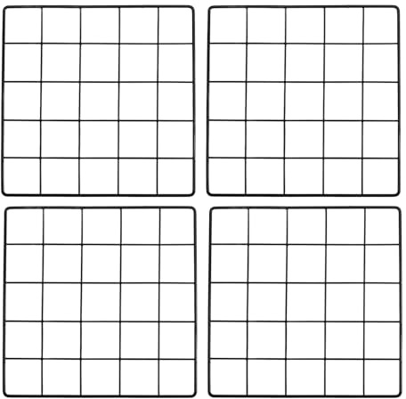 PATIKIL 10x10 Inch Wall Grid Panel, 4 Pcs Metal Wire Photo Wall Decorative Grid for Photo Display Hanging Picture Memo Home Decorations, Black