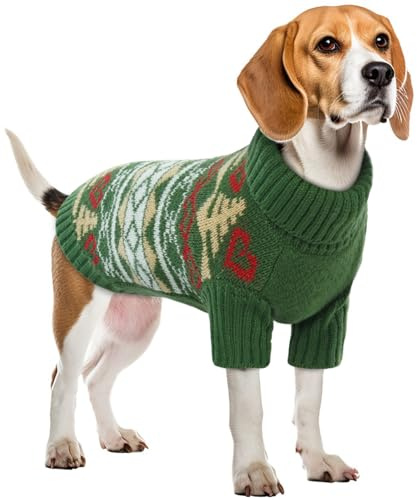 Hundepullover Weihnachten, Wintermantel Hund Winter Warmer Hundepullover Hundepulli für Mittlere Hunde(Grün, L)