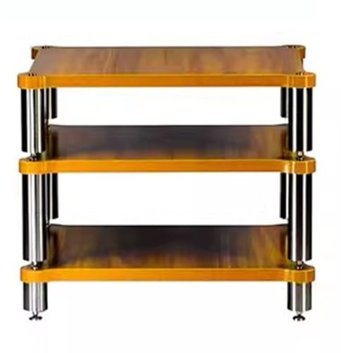 3-stufiges HiFi-Audiogehäuse AV-Regal HiFi-Audio-Rack Aus Massivholz Lautsprecher Verstärker-Rack Audio-Video-Komponenten for AV-Verstärker/Plattenspieler/Sky-Box/Drucker(Wood Color,60 * 60 * 48cm)