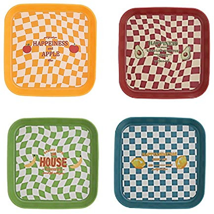 4 Pièces Assiettes Carrées, Assiettes En Plastique Mignonnes, Plat En Os, Assiettes à Dîner Réutilisables, Assiettes à Dessert, Petites Assiettes De Fête(5,9x5,9 pouces)