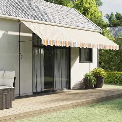 ShGaxin Tissu de rechange pour rideau à rayures multicolores 4,5 x 3 m, tissu de rechange pour rideau de soleil, toile de soleil - 367728