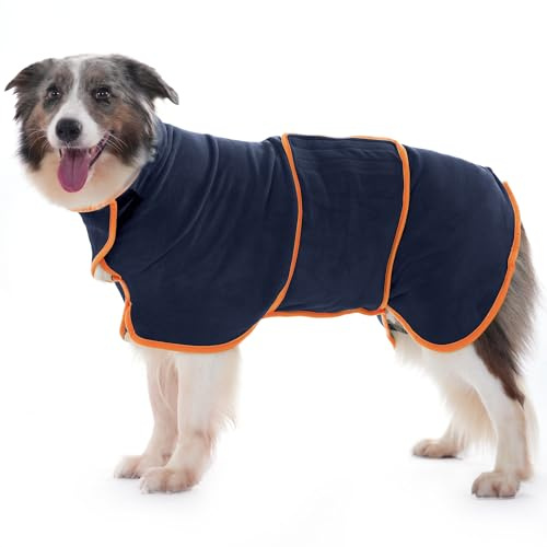 HezzLuv Hundebademantel Ultra Saugfähig Mikrofaser Hunde Trockenmantel für Schnelles Trocknen, Weiches Doppel-Layer Hundehandtuch für Welpen & Erwachsene Haustiere Katzen