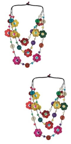 SOIMISS 2stücke Blütenblatt Kokosnuss Halskette Für Damen Boho Stil Geometrisches Design Eleganter Für Partys Strand Und Alltag Verstellbare Kette Einzigartiger Schmuck Für Jede