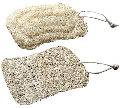 MOBUTOFU 2pcs Dish Loofah Sponges Natural Loofah Dishcloths Kitchen Scrubbers Dishwashing Brush Sponge