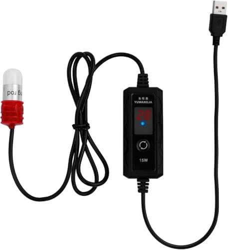 Bestgle USB Mini Aquarium Heizung 5V/2A Aquarium Heizstab, justierbare Aquarium Heizstab mit externem Temperaturregler, Tauchbare kleine Aquarienheizung für 1-4L Aquarium, Fischschalen, Nano Aquarium