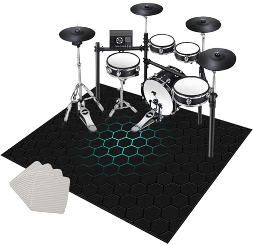 Drum Teppich Schlagzeug Teppich 140 x 100 cm rutschfeste Trommel Teppiche Schlagzeugteppich Schallschutzdecke Schlagzeugmatte Elektronisches Jazz Schlagzeug Kit für Bass Snare Drum Schlagzeug Matte