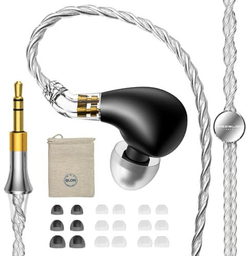 EZ EAR BLON BL03II HiFi In Ear Monitor aggiornato 10 mm doppia cavità DD in-ear auricolare IEM con 0,78 2 pin OFC cavo staccabile per musicista cantante lavoro gaming cellulare (senza microfono)