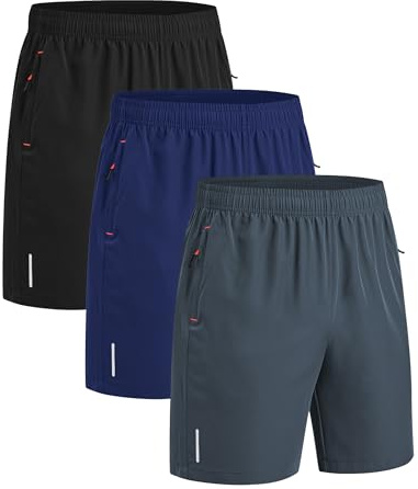 kuzwufs 3er Pack Sporthosen Herren Kurze Sommer Jogginghose Sport Shorts Mit Taschen Fussball Hose Kurz Tennishose Basketball Hose Männer Fitness Shorts Turnhose