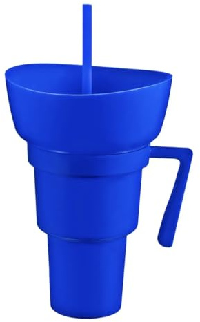 Stadium Tumbler with Snack Bowl, 2 in 1 Snack Tumbler with Straw, Reusable Snack and Drink Cup, Leakproof Snack and Drink Cup for Adults Kids