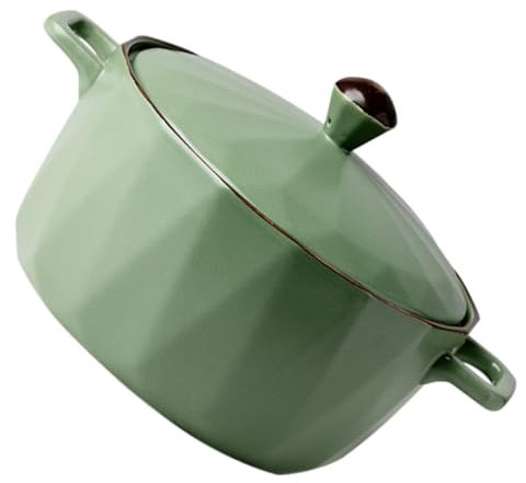 PRETYZOOM 1 Pc Zuppiera in Anfora Piatto Di Casseruola Ciotole Di Minestra Scodella Coperchio Ciotolina Tè Freddo Ciotole Per Immersione Contenitori Forno Pirottini Ceramica Green