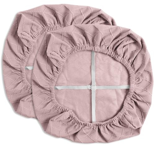 Yikko Stuhlsitzbezüge, hochdichte Karierte Jacquard-Ekedalen-Sitzbezüge für Esszimmer, Bar, Hochzeitsfeier-Dekor, dehnbarer, waschbarer Stuhlsitzkissenschutz (2, Rosa)