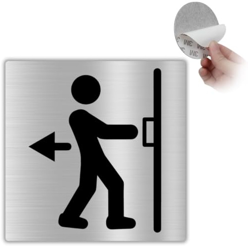LEIASA | Señal Adhesiva Tirar Puerta - 10x10 cm - Aluminio - Abrir Tirando | Cartel Tirar Puerta, Placa Indicativa Acceso, Rótulo Instrucción Apertura, Letrero Entrada Salida, Pegatina Empujar