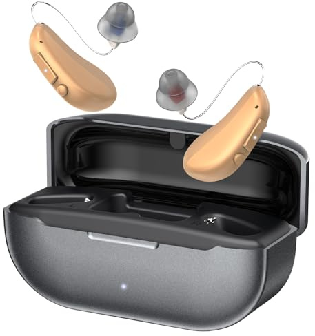 Hearing Aids, Hearing Aids for Seniors with Moderate Hearing Loss, 16 Channel Rechargeable Hearing Amplifiers with Noise Cancelling, Five Levels of Volume Adjustment, Clear Sound and Easy to Use