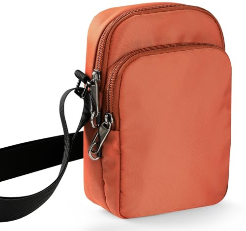 Tibroni Anti-stöld axelväska bröst crossbody bag herr axelväska med dragkedjelås, RFID-blockering och vattentät slingväska väska liten handväska, apelsin, Enkelhet