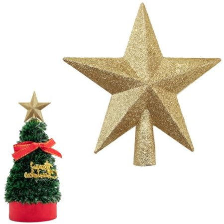 DEXYZZY Weihnachtsbaum Spitze aus Kunststoff, Christbaumspitze in Stern-Form, Spitze für Weihnachtsbaum Stern, Golden Glitzernden Weihnachtsbaum Baum Topper Dekoration, Weihnachtsbaumschmuck
