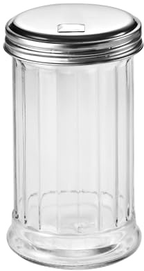 Fox Run Classic Glass Sugar Shaker, 12 Ounce Salt and Sugar Container With Stainless Steel Lid