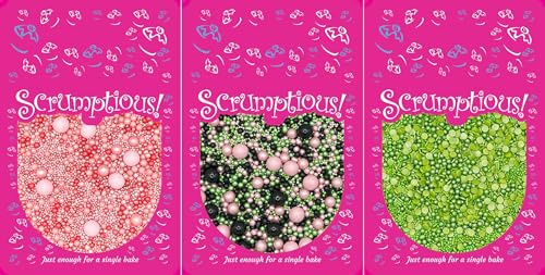 Scrumptious! - Bundle - Wicked Edible Cake Topper Sprinkles Cupcake Decorations - 1x30g Pearls Mix Wicked, 1x30g Pearls Mix Pinks, 1x30g Colour Medley Green. Themed Sprinkle Mixes