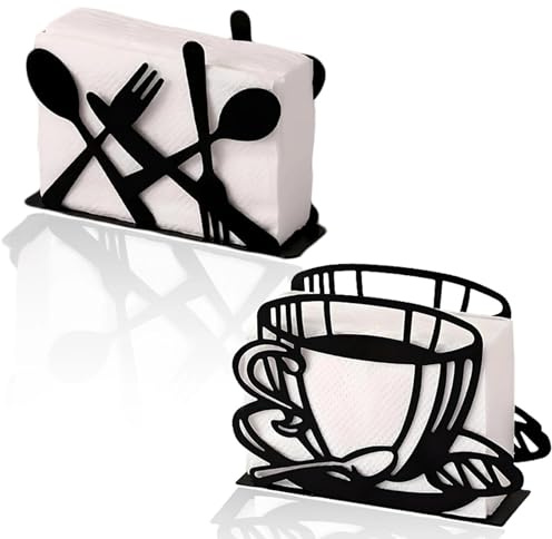Napkin Holder 2 Pcs Standing Napkin Rack Metal Serviette Holder for Kitchen, Party,Cafes, Restaurants, Weddings