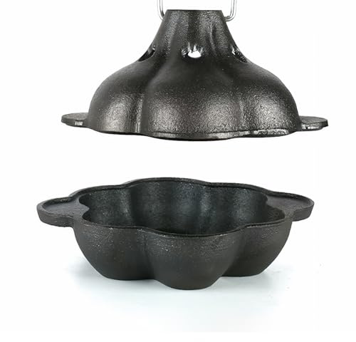 dwxnauixl Parrilla grande de hierro fundido, con capacidad para hornear con ajo, diseño elegante, ideal para barbacoas y para ahumar verduras y carnes, Asador de ajo