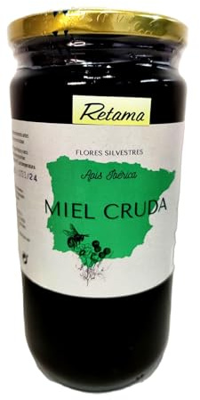 Miel Pura de Abeja-100% Origen España-Miel Cruda-1Kg-Miel Natural-Directa de Apicultor-Sin Procesar-Sin Pasteurizar. (Kg, Retamas)