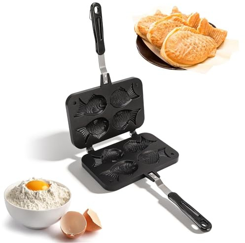 ZAWELIYO Molde para Hornear Gofres Antiadherente con Forma de Taiyaki, Molde para Hornear Gofres Eléctrico con Forma