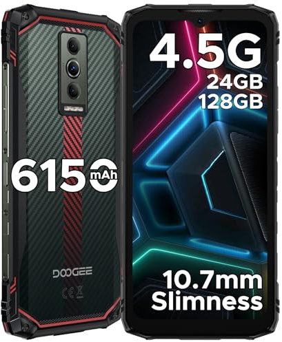 DOOGEE Blade 10 Energy Outdoor Handy Ohne Vertrag, 24GB RAM/128GB ROM(2TB) 6150mAh Akku, 10.7mm ultradünn Android 15 Outdoor Smartphone, 6.56 HD+90Hz,16MP+8MP Kamera,3 Card Slots/NFC/Face ID/OTG/GPS