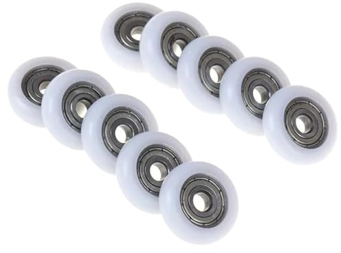Puleggie di fissaggio per porte doccia, Rulli for porte scorrevoli della doccia, confezione da 10, ruote bianche 19-25 mm(25mm)