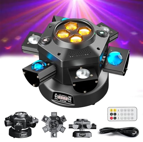 2026 New Multi beam LED Atmosphere Light, Moving Head Disco Lights for Parties, Disco LED Light Lamp Rechargeable, Dynamic 6-Arm Rotating Light Creates Mesmerizing Patterns for Parties or Decor