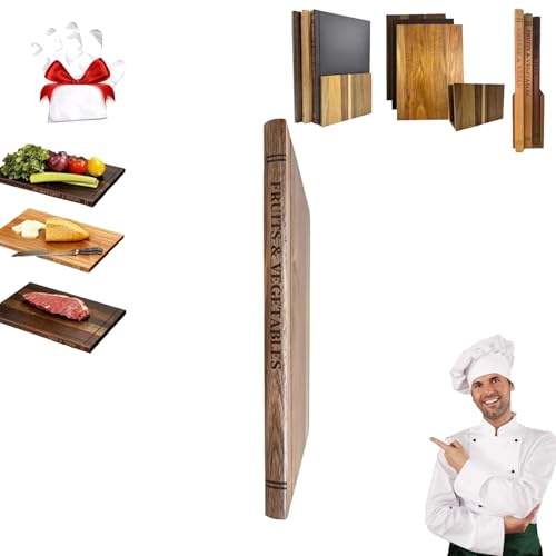 Decorative Book Cutting Boards for Kitchen, Book Cutting Board Set, Cuttings Board that Looks Like Books, Wooden Chopping Boards Set with Stand, for Cheese Meat Vegetables (A(Vegetable))