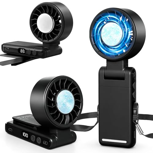 Handheld Portable Turbo Fan with Ice Cooling, Foldable Clip on fan(Black)