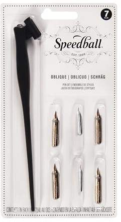 Speedball Oblique Pen Set, Calligraphy, Writing, Handwriting, Bullet Journal, Stationary Supplies, Beginners Tools Essentials, Black