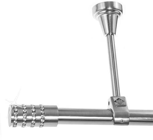 BASIT Gardinenstange Edelstahllook 20mm 1-läufig Decke 280cm lang D51R