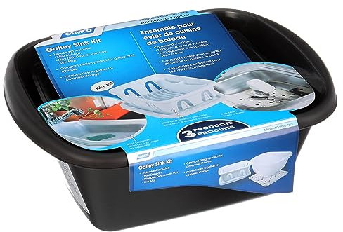 Camco 43518 svart diskho kit med diskdränering, diskpanna och diskbänk matta