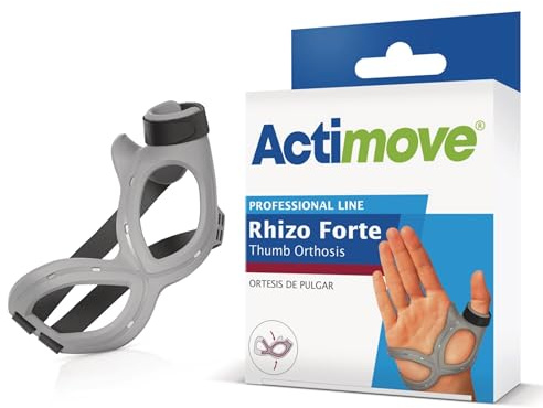 Actimove Professional Line Rhizo Forte Thumb Orthosis –Thumb Brace for Osteoarthritis, Skier’s Thumb, Rheumatoid Arthritis, Sprains – Patented Design – Left Hand – Grey, Medium