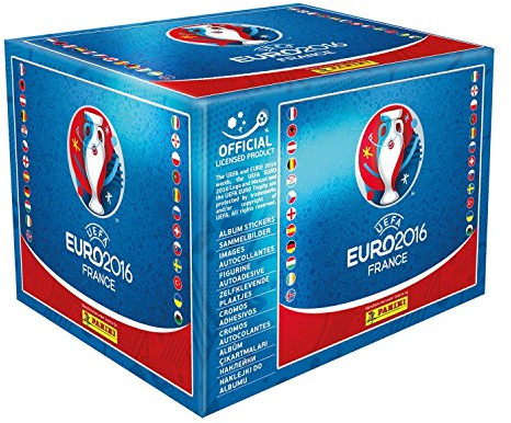 Panini Euro Cup Frankreich 2016 Packung mit 50 blauen und weißen Sportaufklebern